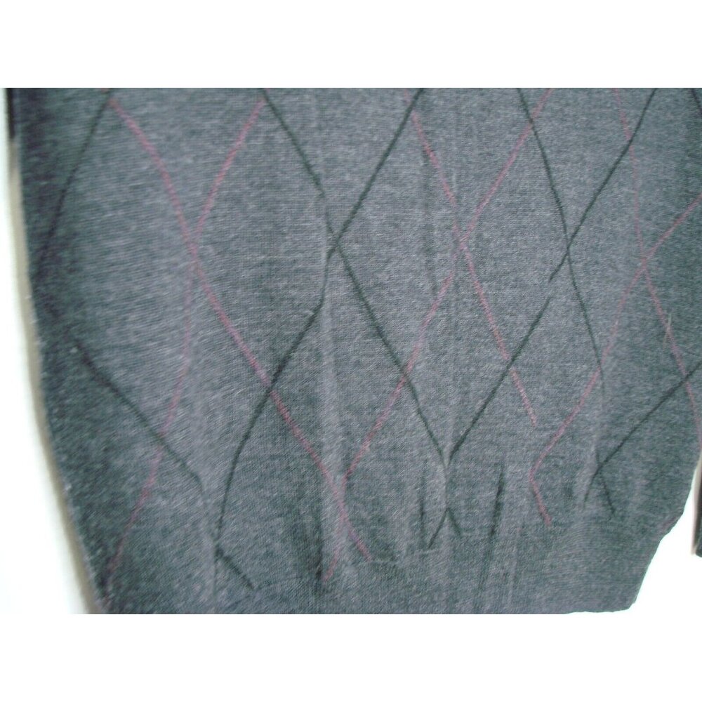 Jos. A. Bank Traveler Sweater Mens L Merino Wool V Neck Gray Black Maroon Stripe - Picture 4 of 10
